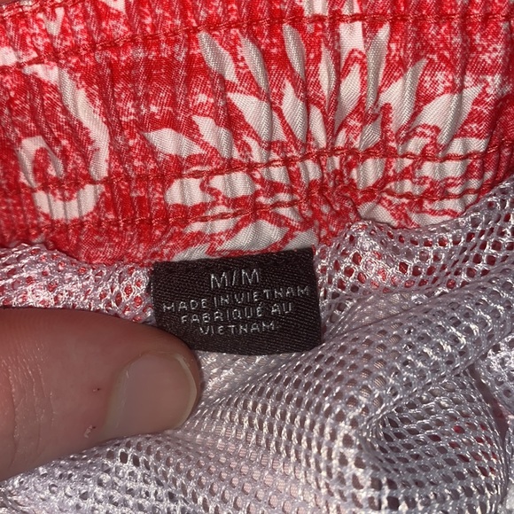 Men’s medium red orange swim trunks black brown brand floral swimsuit - Picture 5 of 5